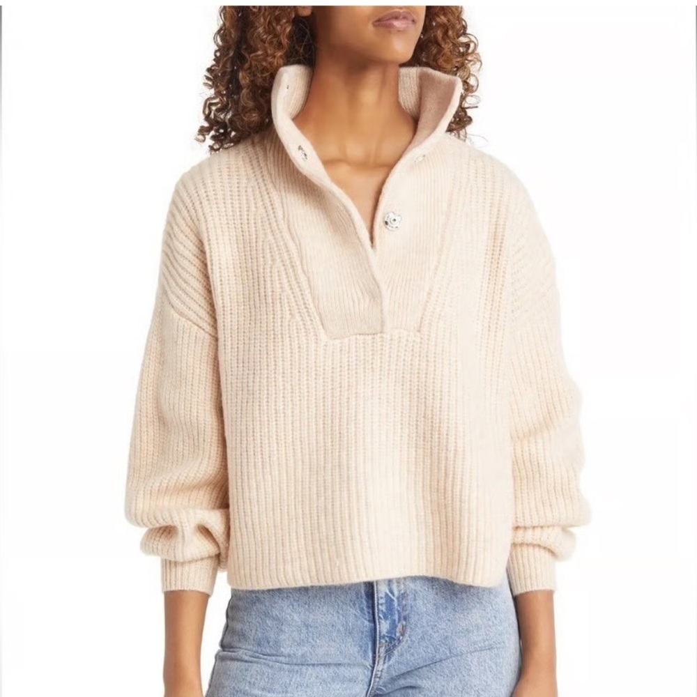 Topshop beige balloon sleeve sweater M